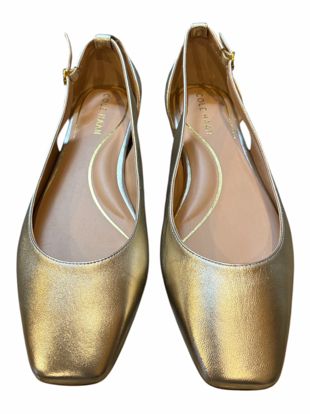 Cole Haan Bria Gold Square-Toe Slingback Flats